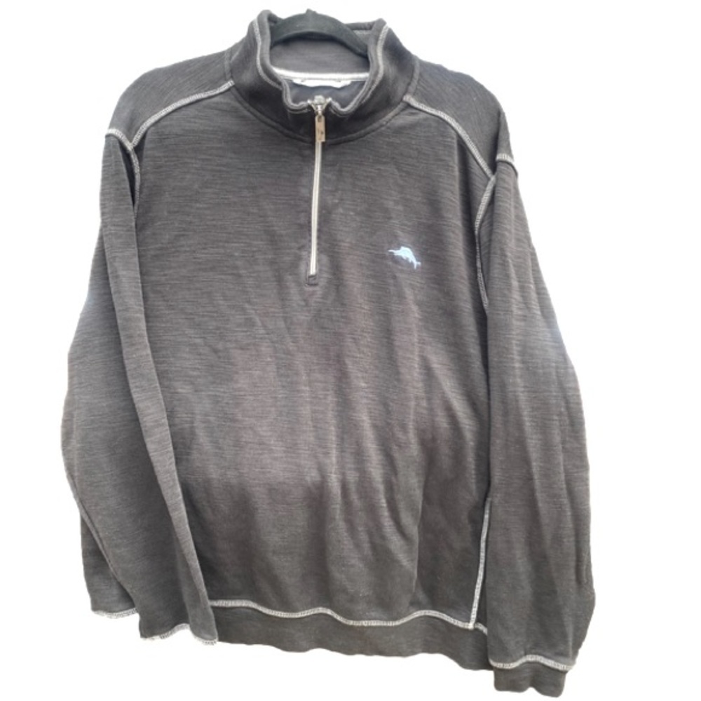 TOMMY BAHAMA 1/4 Zip Sweatshirt Charcoal Gray Size XL